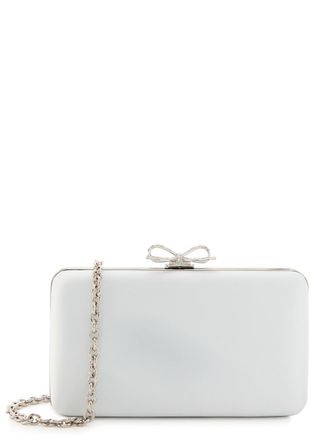 Self Portrait Crystal Bow-embellished Satin Clutch - Blue - One Size