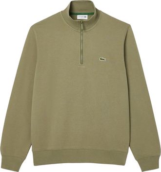 Lacoste Heren Sweatshirt met Hoge Hals Fleece Kwart Ritssluiting (Groen)