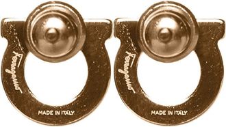 Ferragamo Womens Earrings Gancini Gold-Tone Rhinestones Glass Fibre
