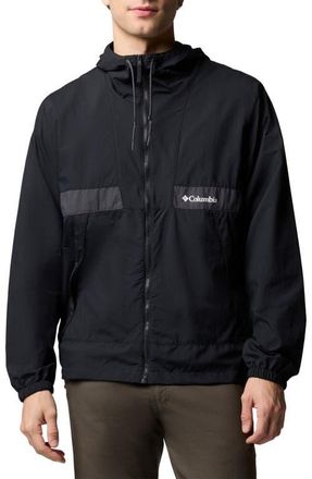 Columbia Spire Valley Water Repellent Windbreaker in Black/Shark at Nordstrom, Size Xx-Large