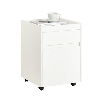 SoBuy Sobuy - Mesita De Noche Con 2 Cajones Mesa Auxiliar Mobiliario De Sal&oacute;n Moderno Con 4 Ruedas L40xp40xh54 Cm Fbt121-w Es