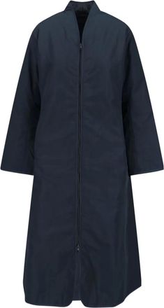 Cap logo-detail zip-up coat - women - Regenerative Cotton/ECONYL - 0 - Blue