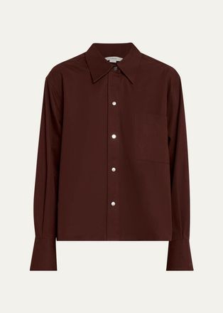 Vince Cotton Metal-Snap Long-Sleeve Shirt