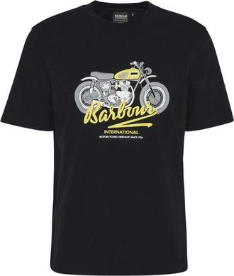 Barbour Tops, Heren, Zwart, L, Katoen, Zwart Katoenen T-shirt Relaxed Fit