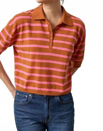 Lilla P Drop Shoulder Polo Neck Sweater In Sierra/calypso