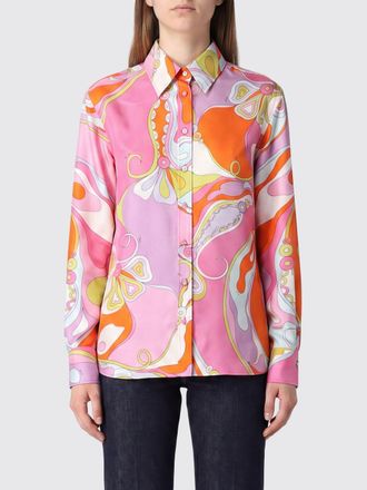 Pucci Camicia in cotone con stampa grafica all-over e colletto francese