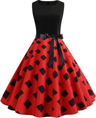 Generic Red Polka Dot Dress 1940s Dresses Women Vintage Rockabilly Off Shoulder Polka Dots A Line Swing Midi Dress Cocktail Party Evening Prom Gown 1940s Fanc