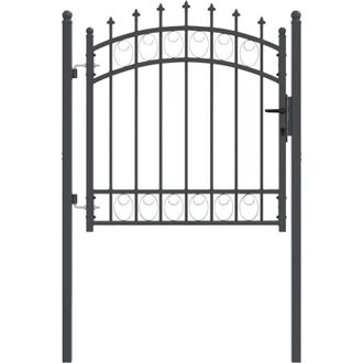 vidaXL Puerta De Cerca Con Picos Con Cerradura Gris 100 X 100 Cm Vidaxl