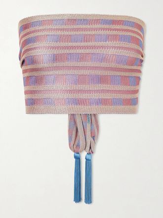 Bode Top Senza Spalline In Crochet A Righe Con Nappine - Viola