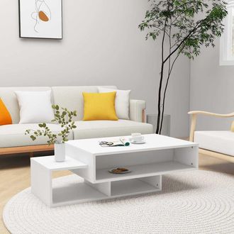 vidaXL Mesa De Centro Madera Contrachapada Blanco 105x55x32 Cm Vidaxl