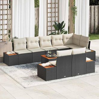 vidaXL Vidaxl - Set Divano Da Giardino 9 Pcs Nero E Crema 319 X 154 X 85 Cm