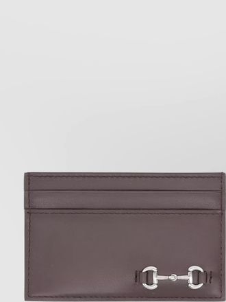 Gucci slim leather card holder with metallic detail