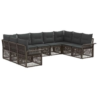 vidaXL Conjunto De Sof&aacute;s De Jard&iacute;n 9 Pcs Gris Rat&aacute;n Sint&eacute;tico Vidaxl