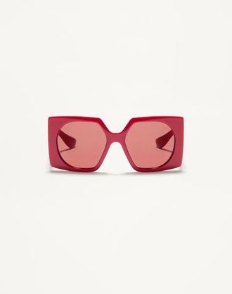 Valentino Occhiale Rettangolare In Acetato Donna ROSSO 55
