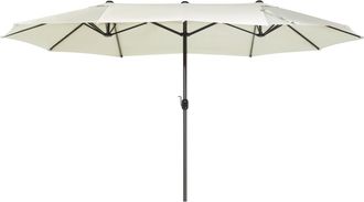 Beliani Sombrilla De Jard&iacute;n Tela Beige Aluminio 247 Cm Poste De Metal Sibilla