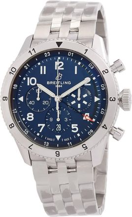 Breitling Super AVI B04 Tribute To Vought GMT 46mm Blue Dial Watch AB04451A1C1A1