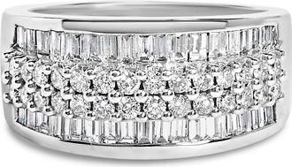 House of Brilliance 14K White Gold Round and Baguette 1 1/2 Cttw Diamond Ring at Nordstrom, Size 6.75