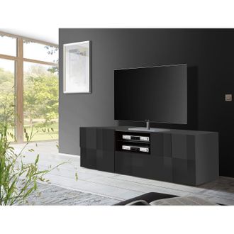 LC spa home24 LC Spa TV-Lowboard Dama II Hochglanz Anthrazit Spanplatte 181x57x42 cm (BxHxT) Modern 2-türig 1 Schublade