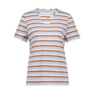 Marni Striped Cotton T-Shirt - female - Marni - T-Shirts - Multicolor - XS - Tops