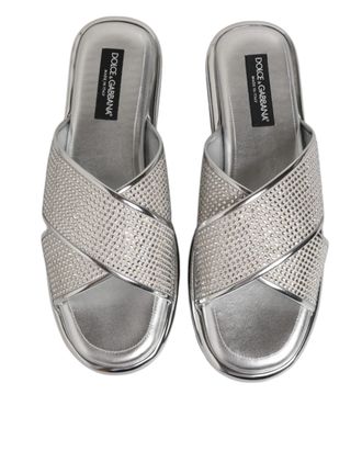 Dolce & Gabbana Strass-Embellished Slipper - Silver