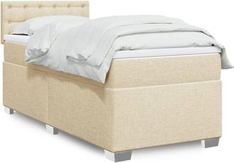 vidaXL Cama Box Spring Con Colch&oacute;n Tela Color Crema 100x200 Cm Vidaxl