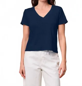 Stateside Supima Slub Jersey Short Sleeve V-Neck Tee In New Navy