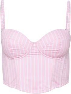 Fleur du Mal Hampton Poplin Cropped Bustier in Bubblegum Stripe at Nordstrom, Size X-Small