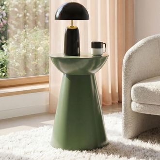 IDMarket Lote De 2 Mesitas Auxiliares Redondas, Mesitas De Sal&oacute;n O Mesitas De Noche Odette De 30 Cm, De Metal Verde Caqui