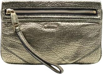 Burberry Pre-owned Clutches, female, Yellow, Size: ONE SIZE Pre-owned Leather Clutch