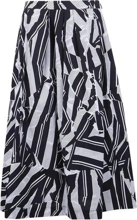 Dries Van Noten Geometrische Print Geplooide Maxirok - Dames - Midirokken - Zwart - XS - Rokken