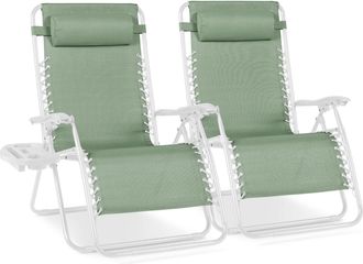 Best Choice Products Set of 2 Extra Wide Zero Gravity Lounge Chair Recliners w/ Cup Holder