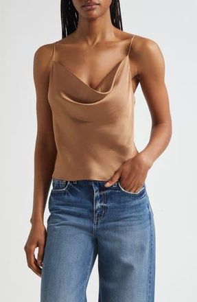 L'agence Calista Cowl Neck Satin Camisole in Ginger Snap at Nordstrom Rack, Size Large