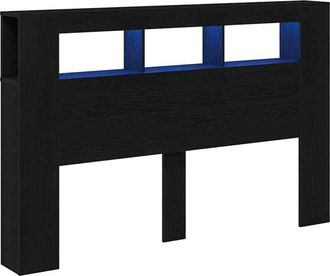 vidaXL Testiera led con lo scaffale Rovere nero 160 x 18.5 x 103.5 cm - Vidaxl