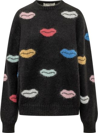 Fiorucci Lips Mohair Trui - Dames - Ronde hals truien - Veelkleurig - S - Truien & Vesten