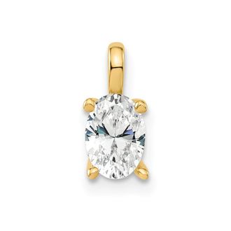 Diamond2Deal 14k Gold Lab Grown Diamond Oval Solitaire Pendan (0.5ct, VS, G-H)