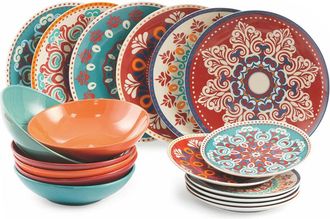 Villa D'Este Home Tivoli Servicio de mesa de porcelana Shiraz 18pc