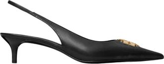 Tory Burch Charlie Slingback-pump met logo-plaquette - Dames - Schoenen - Zwart - Maat: 38 1/2 EU Leer
