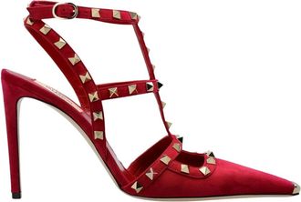 Valentino Garavani Suede Heeled Schoenen - Dames - Sandalen met hakken - Rood - 38 EU - Leer - Schoenen