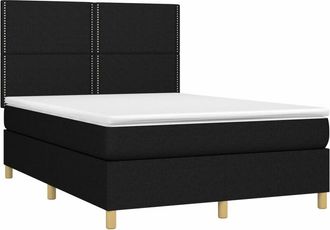vidaXL Cama Box Spring Colch&oacute;n Y Luces Led Tela Negro 140x200 Cm Vidaxl