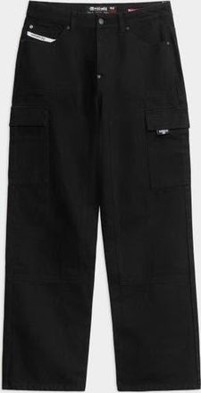 Ecko Carpenter Cargo Wide Denim Pants in Black Wash at Nordstrom, Size 34 X 32