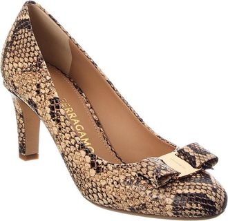 Ferragamo Carla Snake-Embossed Leather Pump