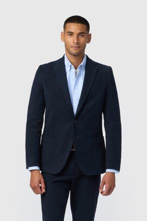 Melka Mens Single Breasted Two Button Regular Suit Jacket - Navy Cotton - Size 48 (Chest)