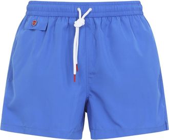 Kiton Light Blue Polyester Swim Shorts-Uomo