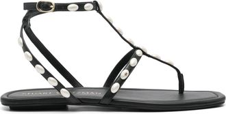 Stuart Weitzman Pearlita leather flat sandals - women - Leather - 38,5 - Black