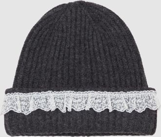 Ganni Bonnet Compact Wool Lace Phantom