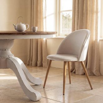 Maisons du monde Silla de comedor de tela reciclada beige