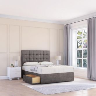 Sloomy Alabama Naples Bed Set With No Drawers Mattress & 54 Headboard in Dark Grey | Size: Single