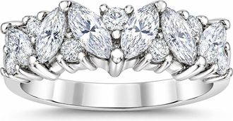 Pompeii3 1 1/2ct Fancy Marquise Diamond Wedding Ring Womens Stackable Band 14k White Gold Size Selectable