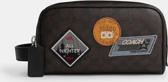 Coach Small Travel Kit In Signature Canvas With Patches