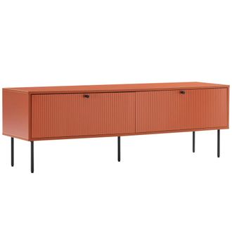 Oviala Mueble TV de 2 puertas de acero y MDF de melamina 150 cm naranja